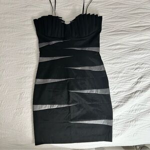 Betsy & Adam Black Cocktail Dress Size 10 Sweetheart Pleated LBD